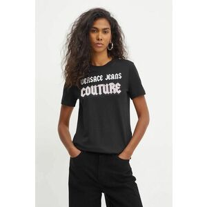 Versace Jeans Couture tricou din bumbac femei, culoarea negru, 77HAHC02 CJ01C imagine