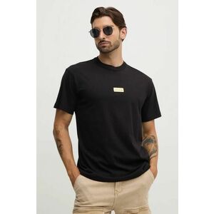 Versace Jeans Couture tricou din bumbac barbati, culoarea negru, cu imprimeu, 77GAHT08 CJ00T imagine