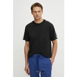 Versace Jeans Couture tricou din bumbac barbati, culoarea negru, cu imprimeu, 77GAHC02 CJ01C imagine