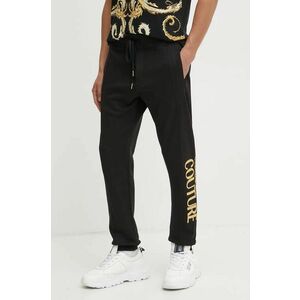 Versace Jeans Couture pantaloni de trening din bumbac culoarea negru, cu imprimeu, 77GAAT05 CF00T imagine