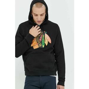 47brand bluza Nhl Chicago Blackhawks barbati, culoarea negru, cu glugă, cu imprimeu imagine