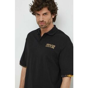 Versace Jeans Couture polo de bumbac culoarea negru, neted imagine