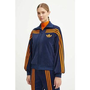 adidas Originals bluză din velur 70s Velour Tracktop culoarea albastru marin, cu imprimeu, JN8287 imagine