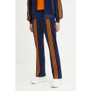 adidas Originals pantaloni de trening din velur 70s Velour Track Pant culoarea albastru marin, cu imprimeu, JN8290 imagine