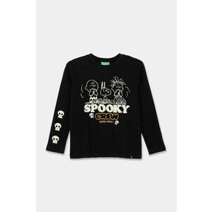 United Colors of Benetton longsleeve din bumbac pentru copii culoarea negru, cu imprimeu, 3VR5C10OP imagine