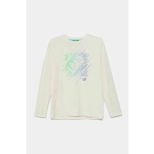 United Colors of Benetton longsleeve copii culoarea bej, cu imprimeu, 3696C10M7 imagine