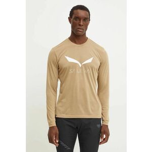 Salewa longsleeve sport Solidlogo culoarea bej, cu imprimeu imagine