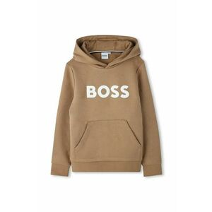 BOSS bluza copii culoarea bej, cu glugă, cu imprimeu, J51187 imagine