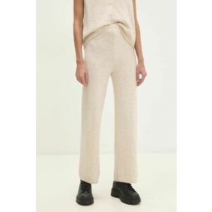 Answear Lab pantaloni din lână culoarea bej, drept, high waist imagine