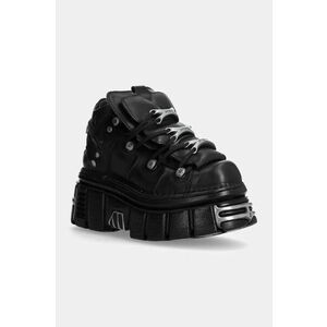 New Rock sneakers din piele Nomada Negro + Tower Negro Lateral E14 Acero culoarea negru, M-106-S112 imagine