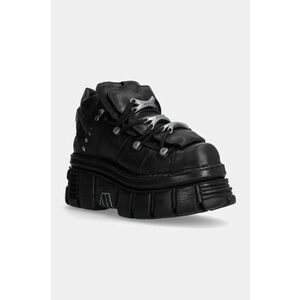 New Rock sneakers din piele Negro + Nomada Negro + Tower Negro Lateral E-14 culoarea negru, M-106-S29 imagine