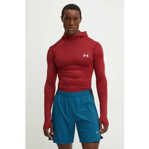 Under Armour hanorac de antrenament ColdGear Elite culoarea bordo, cu glugă, neted, 1386944 imagine