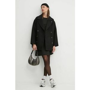 Tommy Jeans palton din lana culoarea negru, de tranzitie, oversize, DW0DW19752 imagine