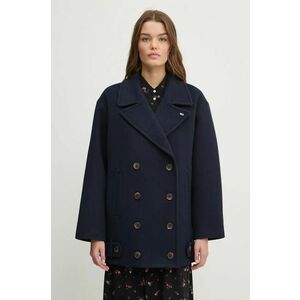 Tommy Jeans palton din lana culoarea albastru marin, de tranzitie, oversize, DW0DW19752 imagine