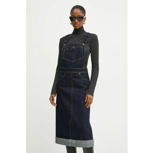 Victoria Beckham fusta jeans culoarea albastru marin, midi, evazati, 1424DSK005883C imagine