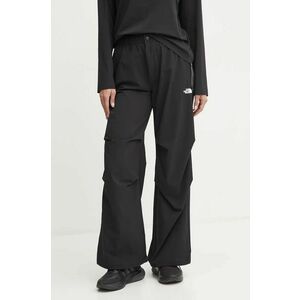 The North Face pantaloni Woven femei, culoarea negru, drept, high waist, NF0A89H1JK31 imagine