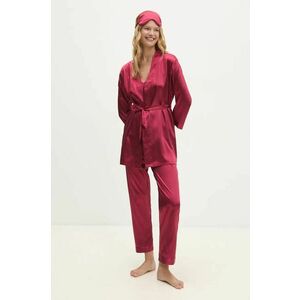 Answear Lab compleu pijama culoarea bordo, satin imagine