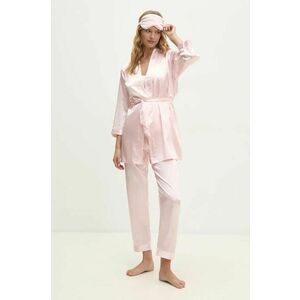 Answear Lab compleu pijama culoarea roz, satin imagine