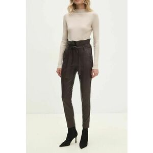 Answear Lab pantaloni femei, culoarea maro, mulata, high waist imagine