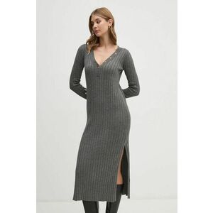 Pepe Jeans rochie IZABEL DRESS culoarea gri, midi, mulata, PL953586 imagine