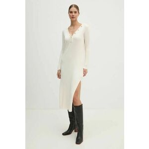 Pepe Jeans rochie IZABEL DRESS culoarea bej, midi, mulata, PL953586 imagine