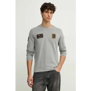 Aeronautica Militare longsleeve din bumbac culoarea gri, cu imprimeu, TS2317J489 imagine