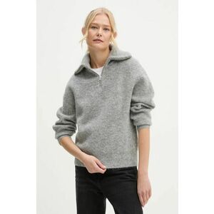 Samsoe Samsoe pulover de lana SAANOUR femei, culoarea gri, călduros, cu turtleneck, F24300038 imagine