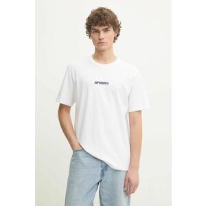 Superdry tricou din bumbac barbati, culoarea alb, cu imprimeu, M1012028A-T7X imagine