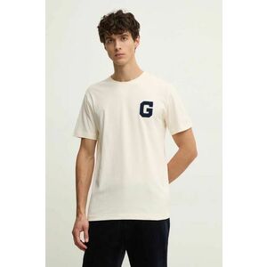 Gant tricou din bumbac barbati, culoarea bej, cu imprimeu, 2043022 imagine