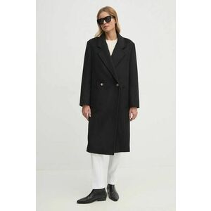 Dkny palton de lana culoarea negru, de tranzitie, cu doua randuri de nasturi, D2G4A203 imagine