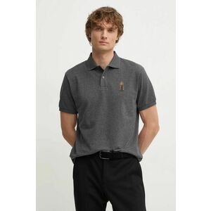 Hackett London polo de bumbac culoarea gri, cu imprimeu, HM563357 imagine