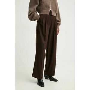 BA&SH pantaloni femei, culoarea maro, lat, high waist, 1H24BEDW imagine