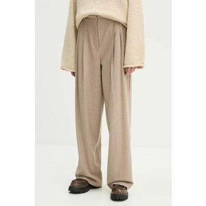 BA&SH pantaloni femei, culoarea bej, lat, high waist, 1H24BEDW imagine