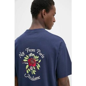 Drôle de Monsieur tricou din bumbac Le T-Shirt Slogan Fleurs barbati, culoarea albastru marin, cu imprimeu, E-TS210-CO002-NY imagine