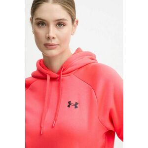 Under Armour bluza Armour Fleece Pro femei, culoarea rosu, cu glugă, neted, 1386504 imagine