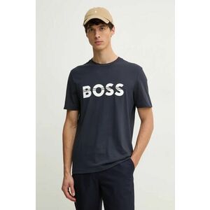 Boss Green tricou din bumbac barbati, culoarea albastru marin, cu imprimeu, 50525208 imagine