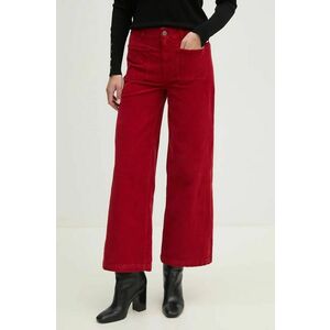 Pepe Jeans pantaloni de catifea cord CELIA culoarea rosu, fason culottes, high waist, PL211776 imagine