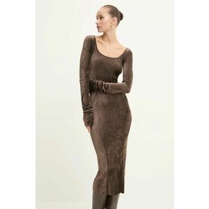 Rick Owens Lilies rochie de catifea culoarea maro, maxi, mulata, LI02D5532VSTET2 imagine