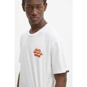 Vans tricou din bumbac barbati, culoarea alb, cu imprimeu, VN000KHRWHT1 imagine