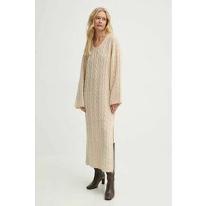 By Malene Birger rochie din lana LOVELLA culoarea bej, midi, drept, Q72574001 imagine