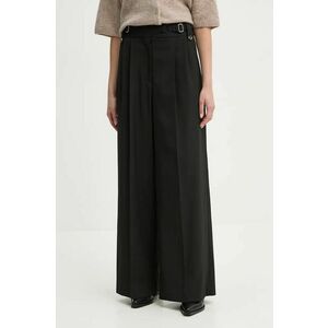 By Malene Birger pantaloni TAAL femei, culoarea negru, lat, high waist, Q72526005 imagine