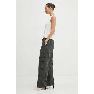 Abercrombie & Fitch pantaloni femei, culoarea gri, fason cargo, high waist, KI156-4435 imagine