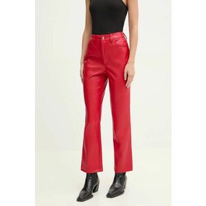 Never Fully Dressed pantaloni femei, culoarea rosu, drept, high waist, NFDTR349 imagine