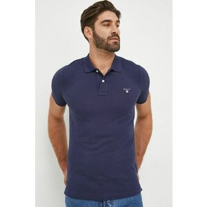 Gant polo de bumbac culoarea albastru marin, neted imagine