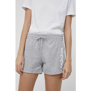 Adidas Pantaloni scurți H07874 femei, culoarea gri, melanj, high waist imagine