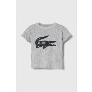 Lacoste tricou copii culoarea gri, cu imprimeu imagine