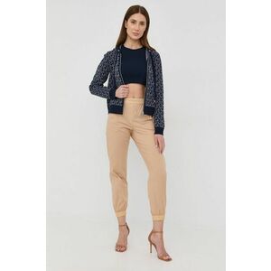 Marella pantaloni femei, culoarea bej, jogger, high waist imagine