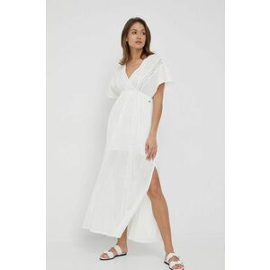 Pepe Jeans rochie din bumbac Kaia culoarea alb, maxi, evazati imagine