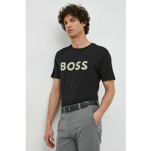 BOSS tricou din bumbac CASUAL bărbați, culoarea negru, cu imprimeu 50481923 imagine