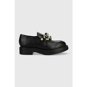 Love Moschino mocasini de piele femei, culoarea negru, cu platforma imagine